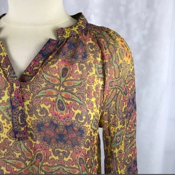 Ella Moss Blouse Womens Medium Silk Boho Floral Cottagecore - Picture 2 of 7